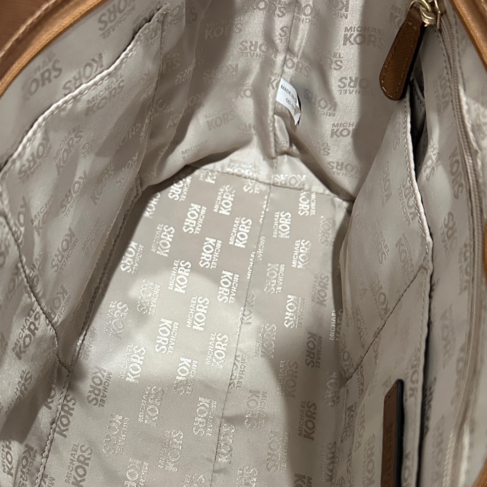 Michael Kors Brown Leather Tote with Gold Accents - Picture 4 of 6